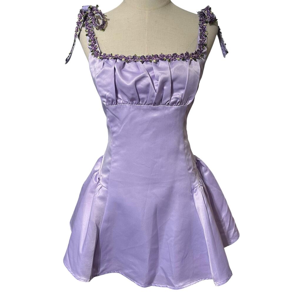 Sugar Thrillz Dolls Kill Sz Medium Lace Up Lilac Mayfair Residence Mini Dress